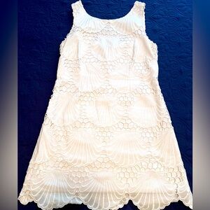 LILLY PULITZER DELIA JUMBO EYELET WHITE SEASHELL SHIFT DRESS!